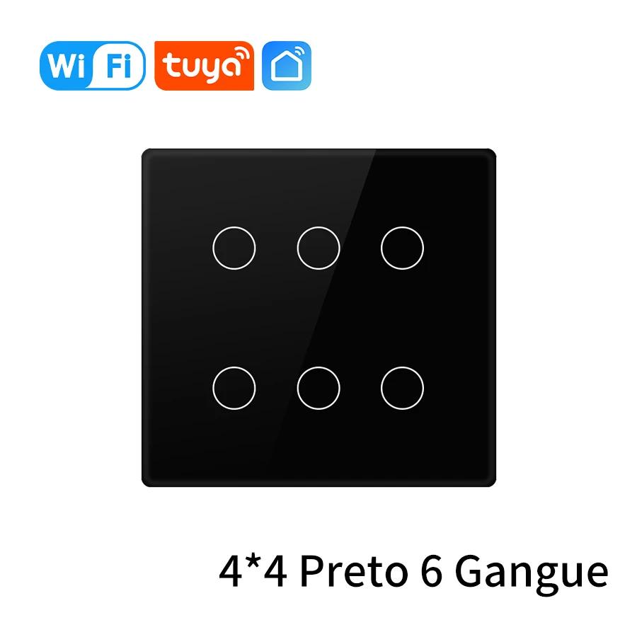 Tuya WiFi Smart Switch 4x4 Brazil Standard 4/6Gang Интеллектуальные сенсорные переключатели работают с Smart Life Alexa Google Assistant