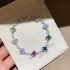 18K Real Gold Plated Zircon Lucky Four-Leaf Clover Flower Minimalist Buckle Bracelet, High-End Versatile Bangle Fashion Jewelry