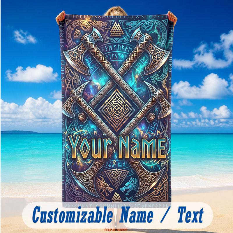 Fantasy Magic Theme Beach Towel Personalized Custom Name & Text Soft Quick Dry Beach Towel for Swimming Travel