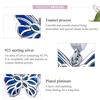 BAMOER Authentic 925 Sterling Silver Butterfly Dangle Charms Blue Enamel Beads Fit Original Bracelet