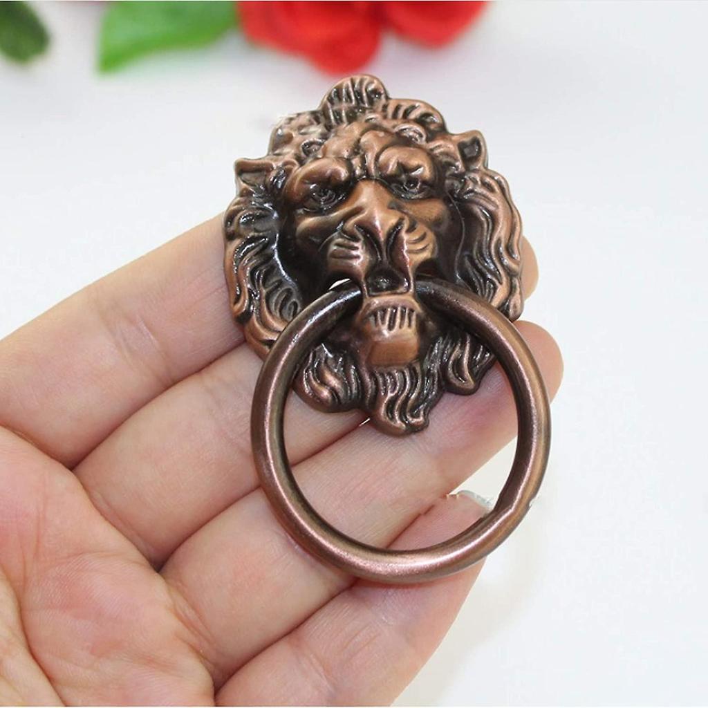12 шт., дверные ручки, диаметр, ручки для молотка, ручки зеленого бронзового цвета, чистая медь, литье под давлением, голова льва, винтажные