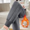 Women's Winter Plus Size Padded and Thickened Relaxed Mid-rise Straight Leg Trousers Casual Warm Drawstring Trousers