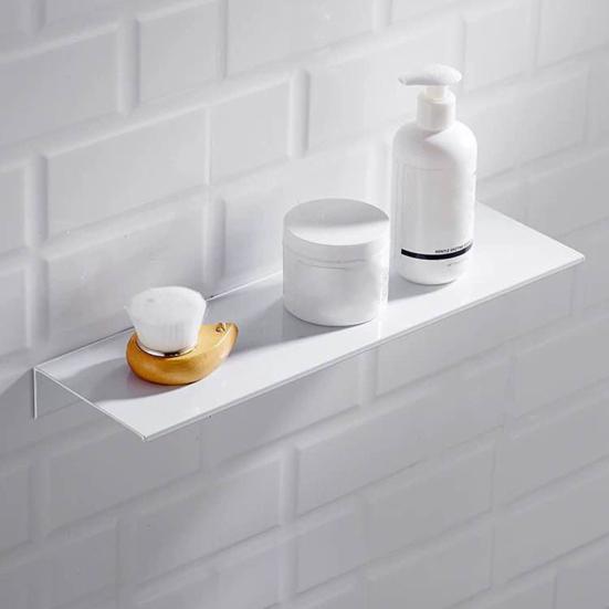 Wall Mount Bathroom Floating Shelf Punch Free Adhesive Heavy Duty Aluminum Alloy Multi-functional Storage Rack Holder Organizer Home Supplies