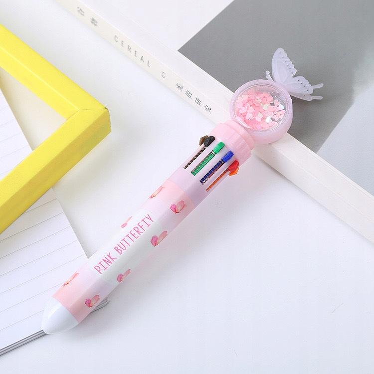 Ballpoint Pen For Children Set With Glitter 10 In 1 Colors Multi-Color 4 Pieces
