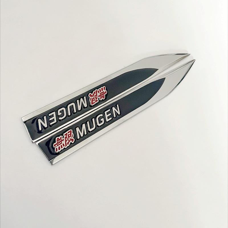 FIQ1 1Pairs 3D Metal Mugen Side Fender Emblem Badge Sticker Car Body Styling Accessories For Honda Civic Odyssey Accord CR-V FIT City