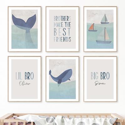 Кит, парусник, океанская волна, прогулка, морская морская цитата, настенная живопись на холсте, постеры и принты, настенные панно, декор для детской комнаты