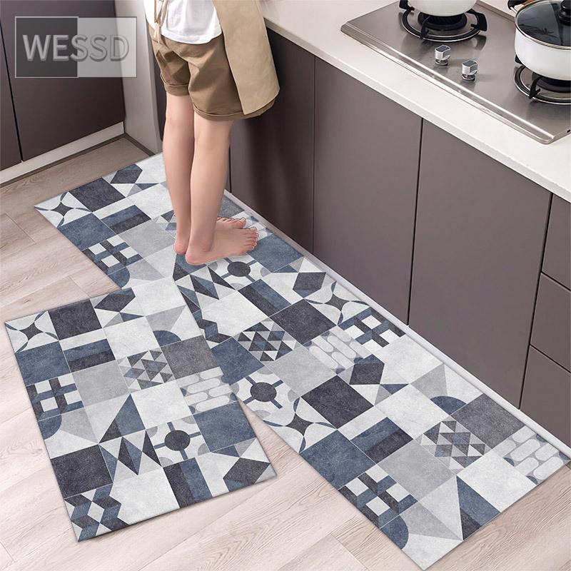 Ковер с геометрическим принтом для кухонного пола 40x60 см 40x120 см, 2 шт., простой прикроватный коврик для спальни, ванной, коврик для дорожки, коврик для дома