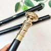 Brass Flower Handle Walking Stick, Stylish Black Hardwood Foldable Cane, Gift For Father, Grandparents, Christmas Gift, Anniversary Gift