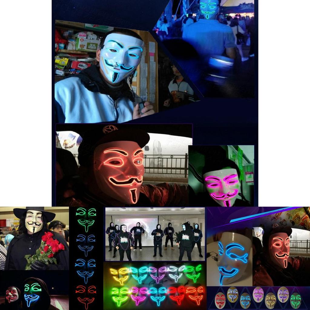 Stunning Led Light Up Mask For Halloween Featuring V For Vendetta Anonymous Design