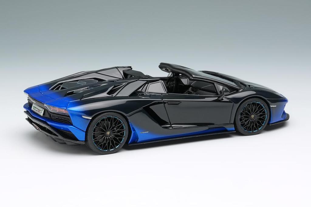 EIDOLON Scale Lamborghini Aventador S Roadster 50th Anniversary Japan 2018 Blue Gradient Finished Model EM767A 1/43 Renaissance/Black