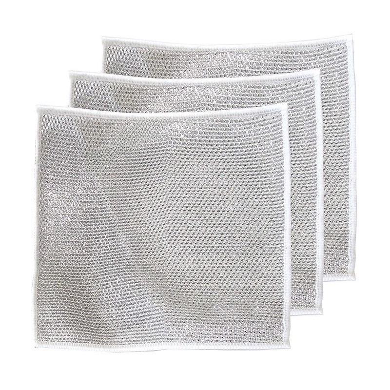 Steel Wire Dish Cloth: Oil-Free, Easy-Clean, Wear-Resistant Scouring Pad for Household Pot Washing