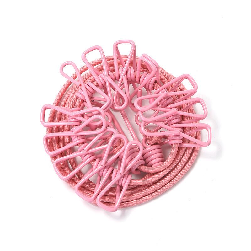 Ветрозащитная Нескользящая Бельевая Веревка с Прищепками - Веревка для Сушки Без Пробивания для Дома/Улицы