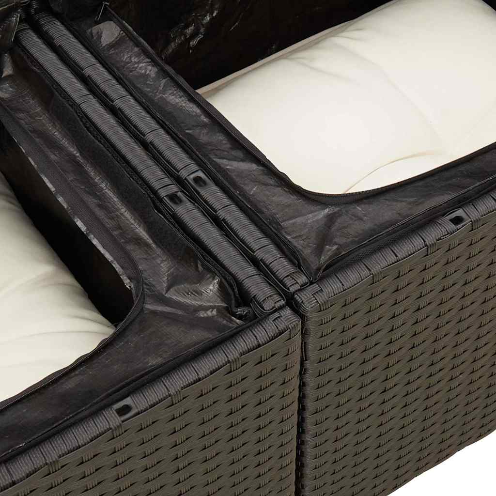 vidaXL 6 Piece Garden Sofa Set with Cushions Black Poly Rattan