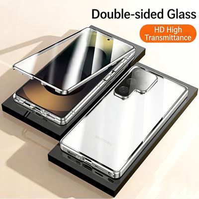 Для Samsung Galaxy S26 S25 S24 S23 S22 Ultra Plus Чехол Металлический Сплав Магнитный 360° Полная Защита Экрана HD Закаленное Стекло Защитная Крышка