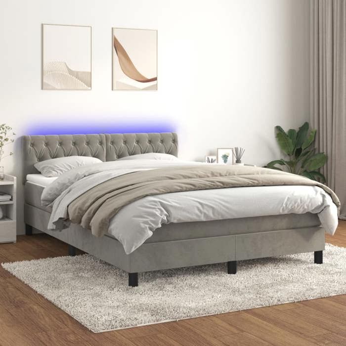 Maison Exclusive - Sommier à lattes de lit avec matelas LED Gris clair 140x200 cm