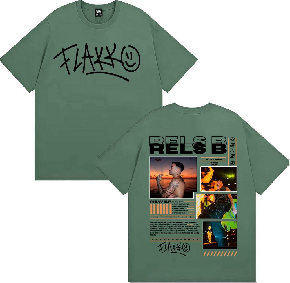 Rapper RELS B Skinny Flakk 2025 Tour Merch T Shirts Unisex Women Fashion Hip Hop Vintage Tshirt Casual ONeck Short Sleeve T Shirt