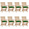 Day and Night - Day and Night Garden Chairs 8 Units Solid Teak Wood with Green Cushions