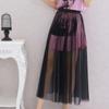Новые модные прозрачные сетчатые юбки, сексуальные однотонные юбки с высокой талией, модные черные женские юбки