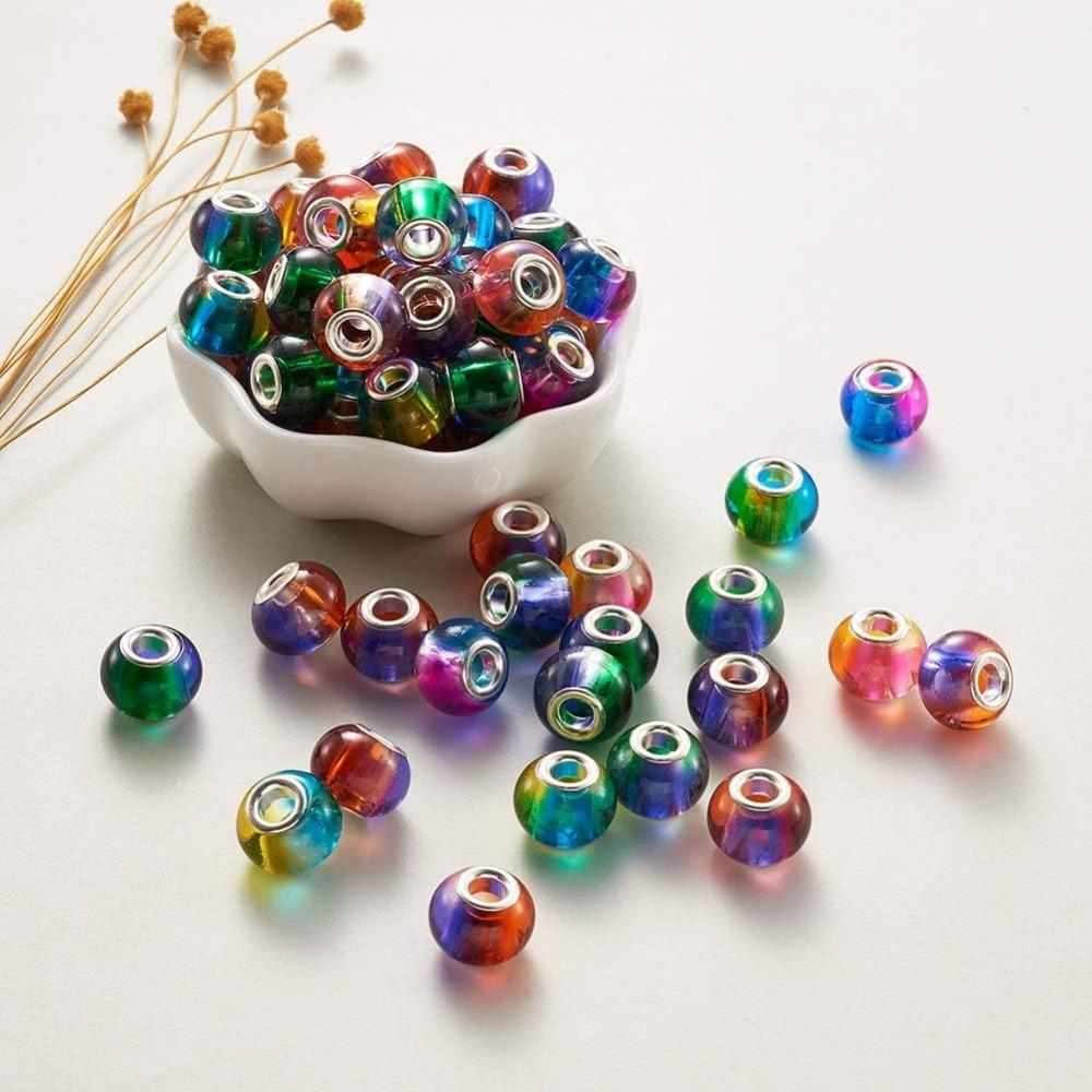 12/30/60 шт. Большие европейские бусины-разделители 15x12 мм, градиентные радужные разноцветные бусины-шармы Rondelle для браслета-цепочки «змейка», изготовление ювелирных изделий
