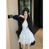 Белое короткое платье с оборками, женское элегантное милое мини-платье без рукавов в Корейском стиле для вечеринок, женская мода, лето 2024, повседневное