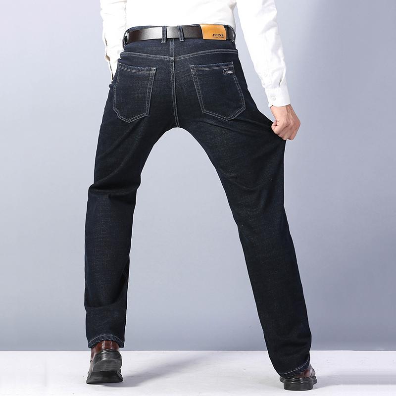 Autumn and Winter High Waist Denim Men's Loose Straight Stretch Cashmere Slim Business Casual Jeans Long Pants