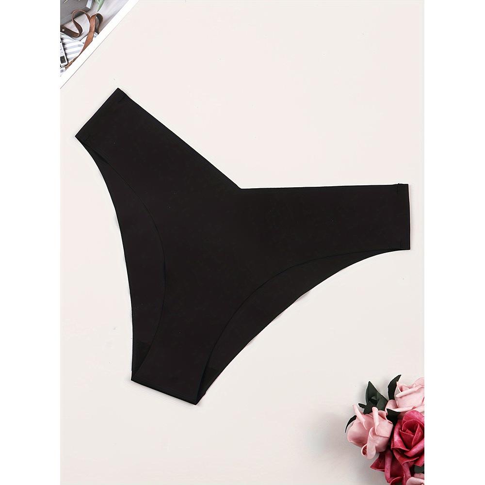 Женские бесшовные быстросохнущие трусы-бикини из ледяного шелка, треугольные, с принтом логотипа