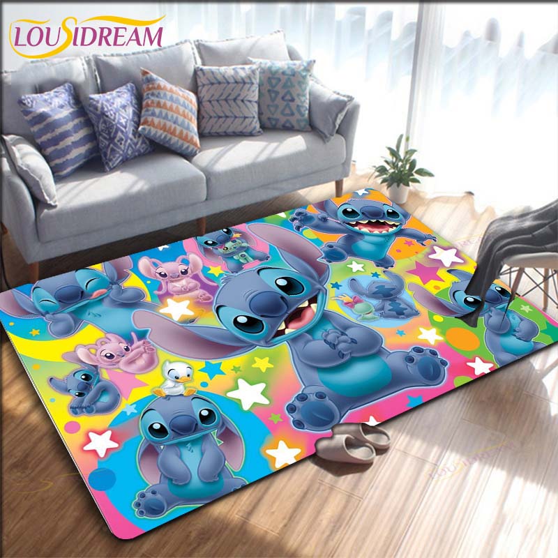 Мультяшный Аниме Стич Ковер для Гостиной Фигурка Напольные Коврики для Спальни Детский Игровой Ковер Кухня Ванная Нескользящий Коврик