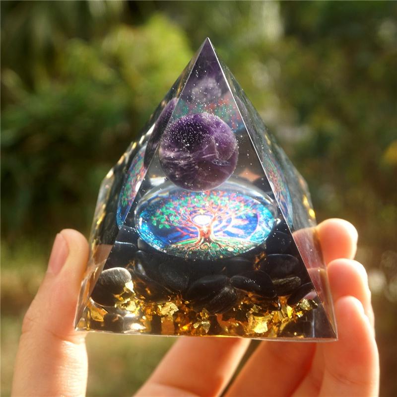 Натуральный кристаллический камень Orgone Energy Healing Reiki Chakra Multiplier Pyramid