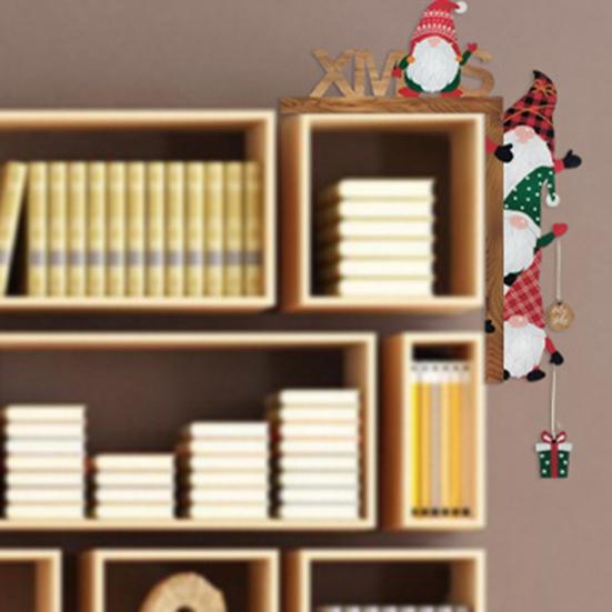 Door Corner Decoration Wood Christmas Faceless Old Man Corner Ornament Colorful Gnome Festive Decor Corner Ornament for Mirror Cabinet Furniture