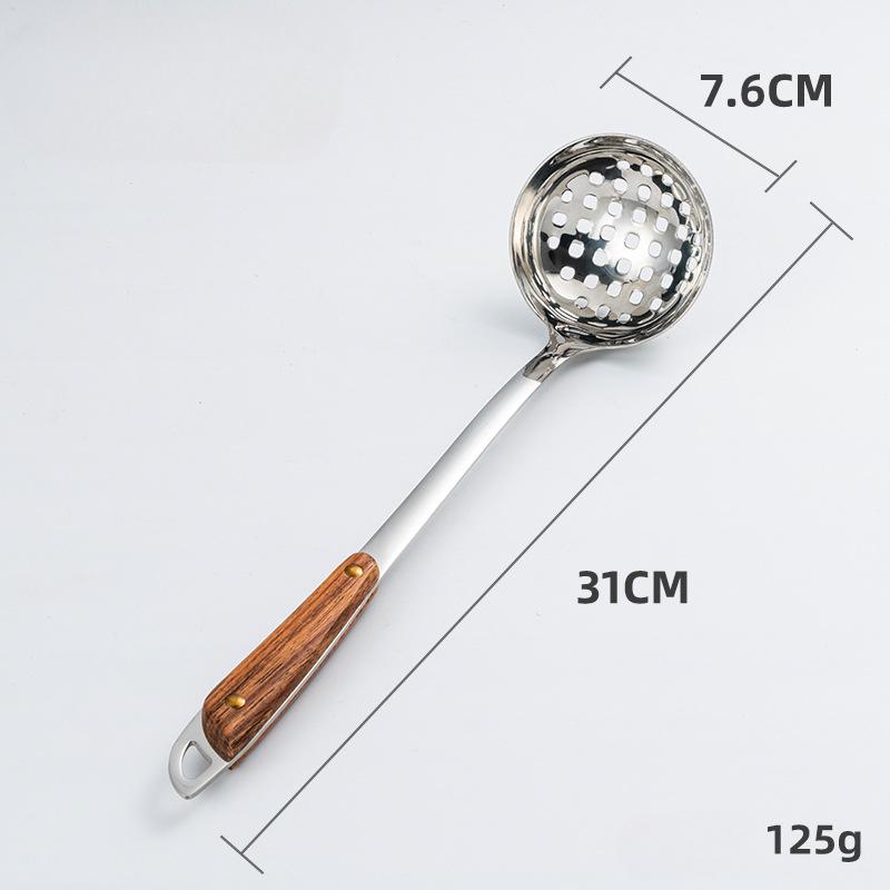 HANYANG деревянная ручка, половник для горячего супа, утолщенная воронка для супа из нержавеющей стали, кухонные принадлежности, бытовой половник с длинной ручкой, горячий горшок