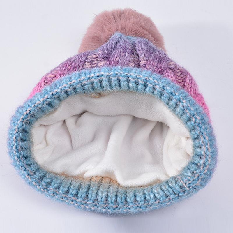 Зимняя теплая шапка, шарф, комплект из двух частей, бархатная толстая шерсть с градиентом, пуловер, шапка, вязаная шапка, шапки-бини, лыжная кепка с напуском