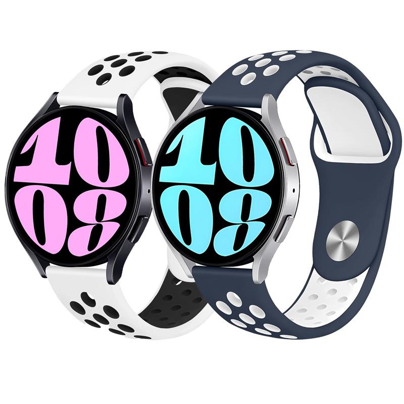 20mm Silicone Band for Samsung Galaxy Watch 7-FE-6-5-pro-4-Classic/active 2 22mm Sport Hole Bracelet Huawei GT 5-4-3 Watch Strap