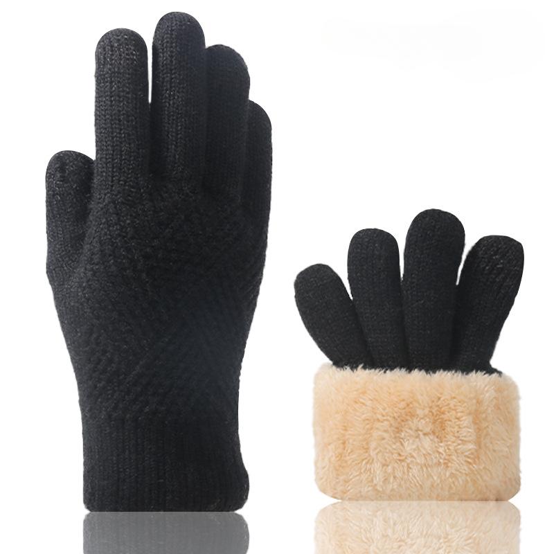 1 пара женских зимних перчаток для сенсорного экрана, теплые перчатки с полным пальцем, утолщенные трикотажные рабочие перчатки для велоспорта