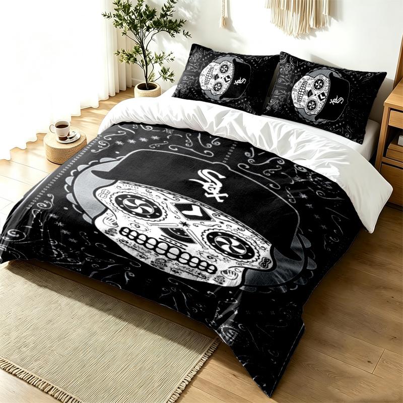 Chicago White Sox 3pc Duvet Cover Set Simple Modern Bedding Set Wrinkle Resistant Soft Fabric All Season Use a perfect gift