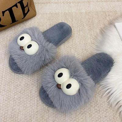 Модные меховые тапочки женские теплые плюшевые шлепанцы плоские низкие каблуки женская обувь однотонные животные принт милые туфли на платформе тапочки