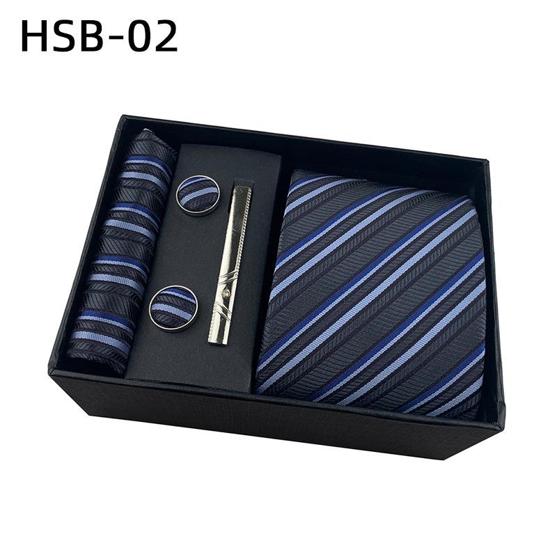 Подарочный набор мужских черных деловых галстуков: Полосатые и однотонные галстуки, нагрудный платок, зажим для галстука