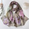 Summer Korean Version of The Season Silk Scarf Sunscreen Scarf Rich Peony Ladies Chiffon Long Silk Scarf Gauze Scarf