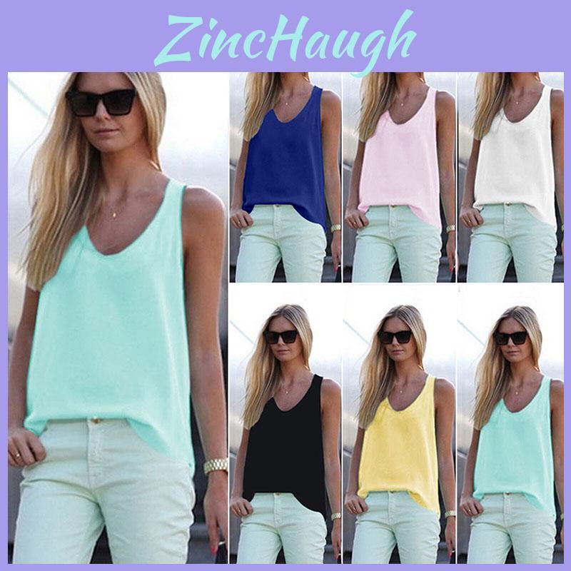 Stylish Womens V Neck Chiffon Sleeveless Vest Comfortable Loose Casual Summer Shirt