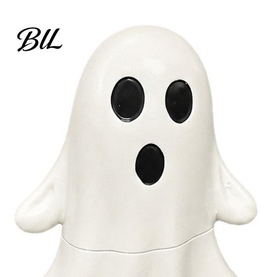 Portable Decorative Figurine Cute Ghost Night Light with Spring Base, USB Powered Mini Spooky Halloween Room Decor Tree Topper LED for Party,