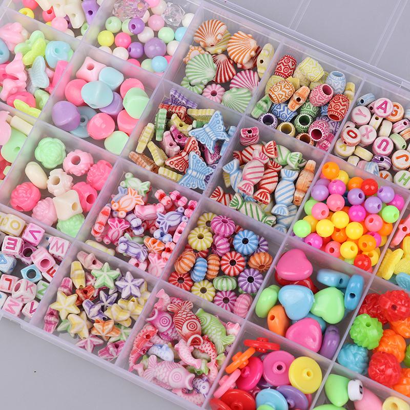 1 Set Creative Loose Spacer Beads Making Bracelet Necklace 10/24 Grid Girl Jewelry Kit Toy Diy Handmade Beaded Children'S Toys