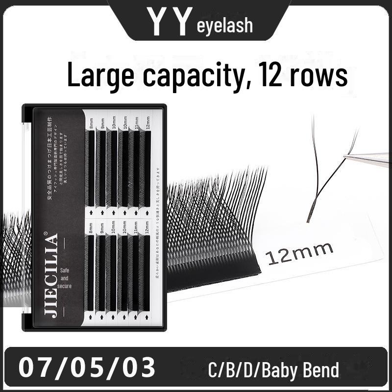 Y-Shaped Grafted Eyelashes YY, BCD Curled, Baby Curve, Super Soft, Natural Thick, Tangle-Free, Ideal for Eyelash Shops.