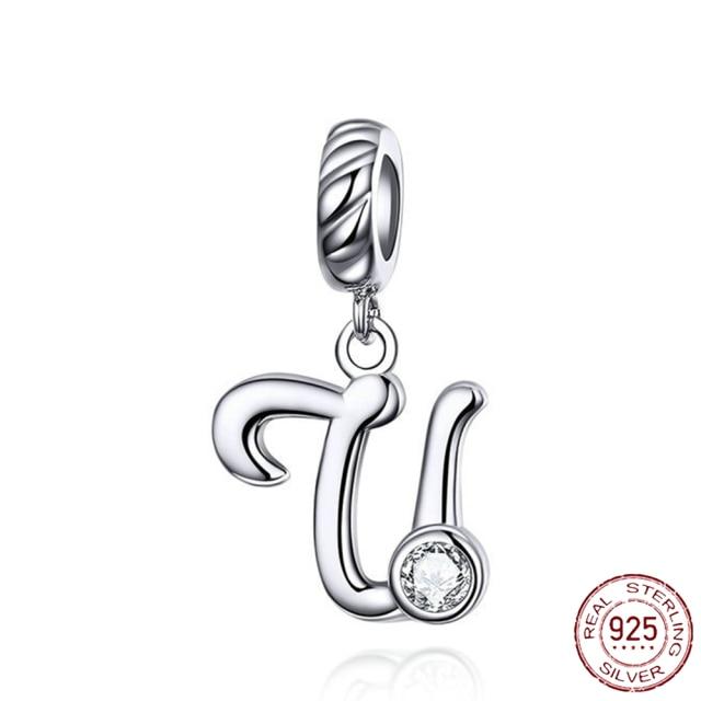 Браслет-подвеска из серебра 925 пробы с буквами AZ и буквами, бусины с именем для женщин, DIY кулон, изготовление ювелирных изделий