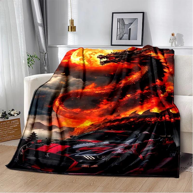 3D Mustang Racing Car Sign GTR Soft Plush Blanket,Flannel Blanket Throw Blanket for Living Room Bedroom Bed Sofa Cover Gift