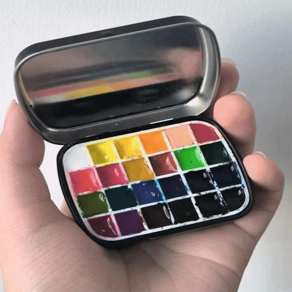 12/24 Grids Empty Watercolor Tin Box Portable Watercolor Paint Palette Paint Box  Art Supplies