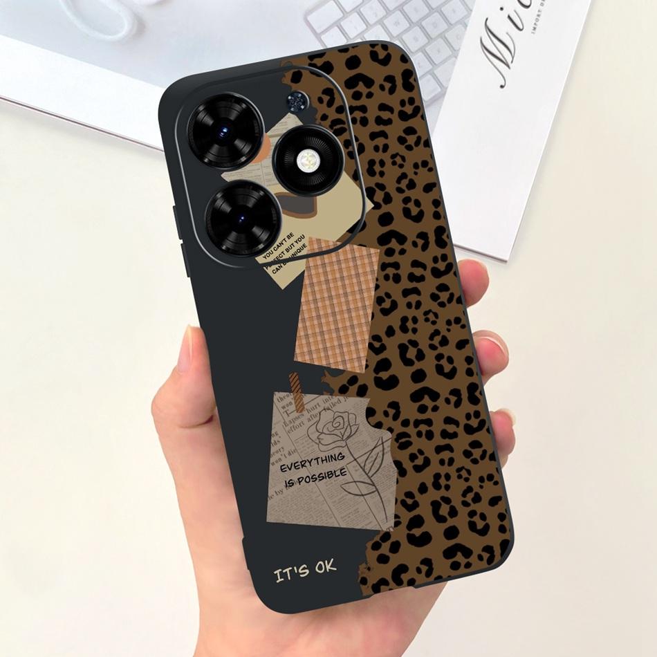 Чехол для Tecno Spark Go 2024 Милый Цветочный Узор Сердечки Конфетный Цвет Мягкий Силикон Тонкая Задняя Крышка Телефона Для Spark Go (2024) BG6