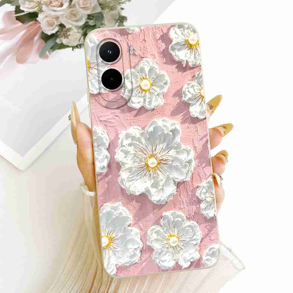 Silicone Case For Xiaomi Poco M7 4G Case Cute Cat Flowers Soft Slim Phone Cases For Xiaomi Poco M7 PocoM7 4G Cover Bumper