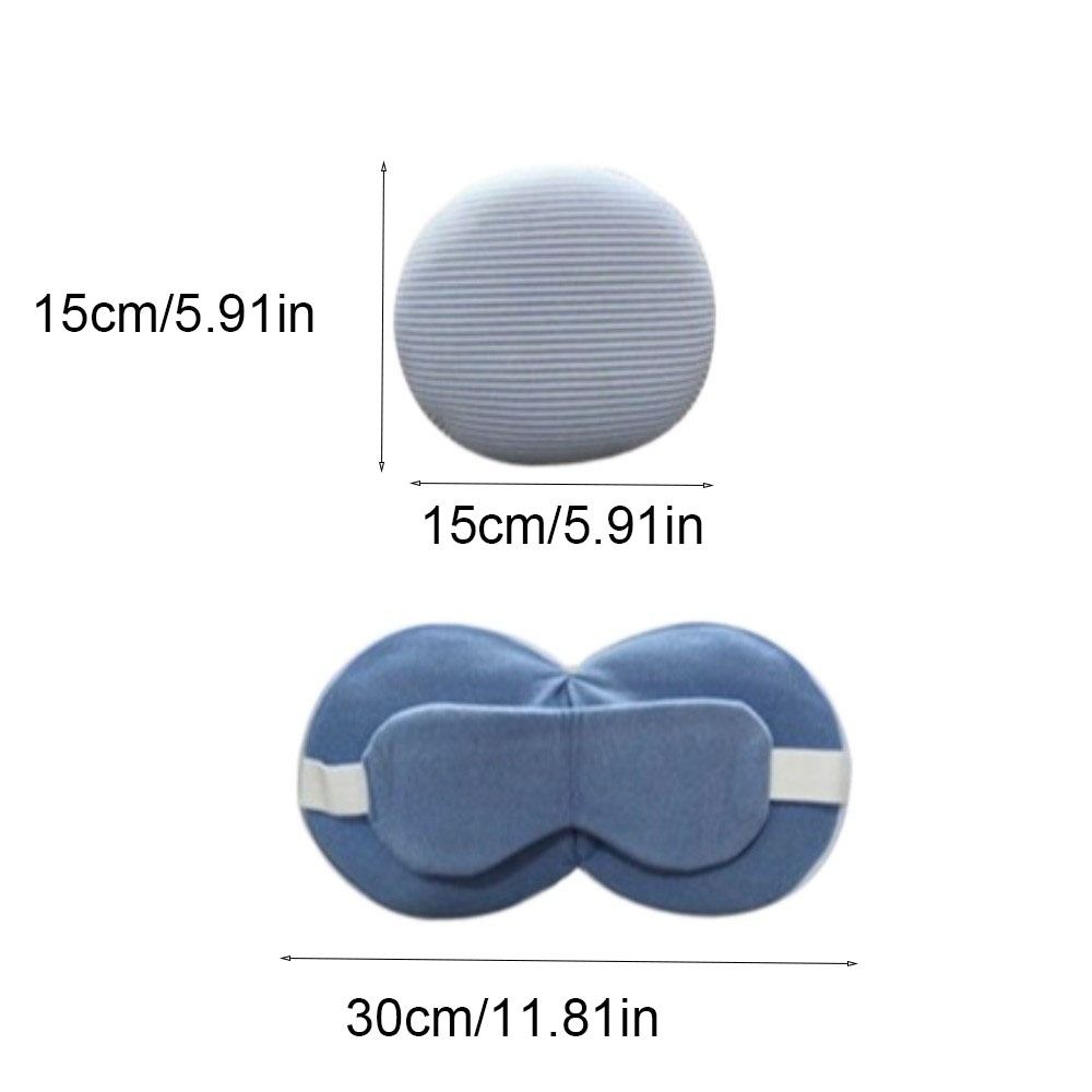 Save Space Stripe 2 in 1 Eye Mask Pillow Soft Storage Hook Travel Folding Pillow Elastic Band Foldable Neck Headrest