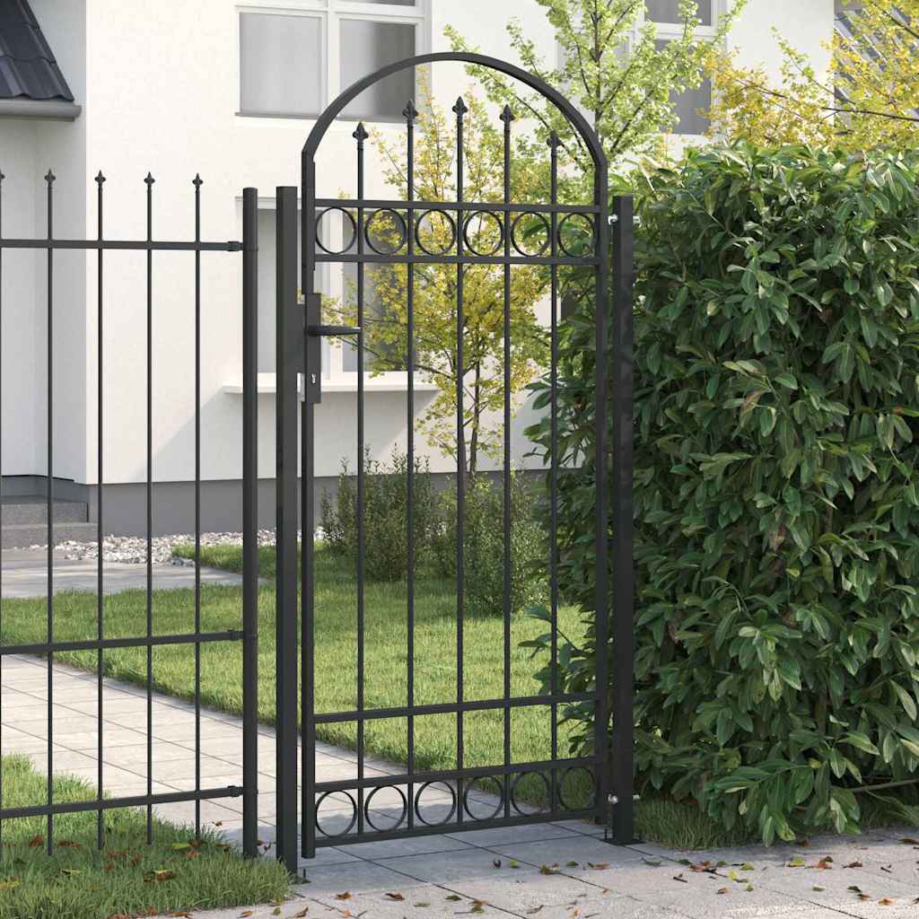 ASSEN Fence Post 200 x 88 x 14 cm Steel Gray Lockable