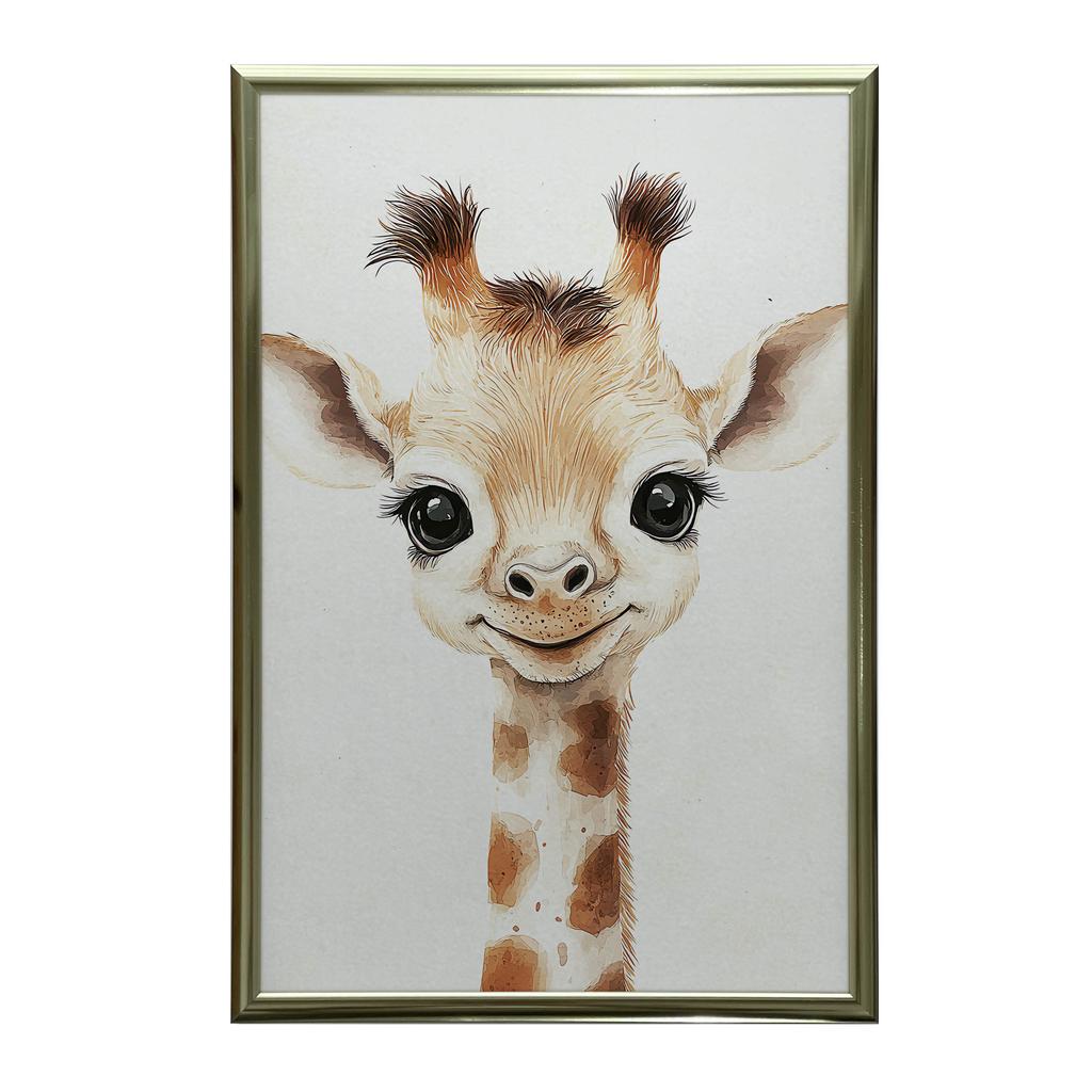 Plakat Urocza Mała Żyrafa Plakat Urocza Mała Żyrafa, 50X70 Cm, Rama Drewniana Jasny Dąb, Papier Matowy 230 Gsm