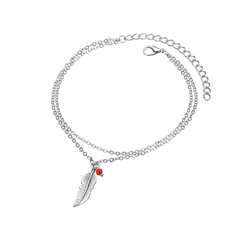 Персонализированный кулон в виде листа с бахромой, регулируемый браслет на лодыжку, стиль пляжного отдыха, двойной браслет на лодыжку, аксессуары